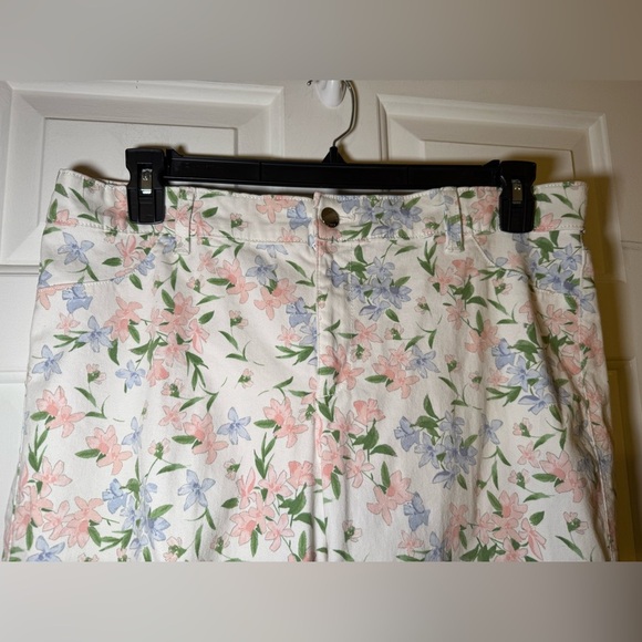 Calvin Klein Floral Cotton Twill Pants Size 12 Blue Pink Soft - Picture 3 of 7